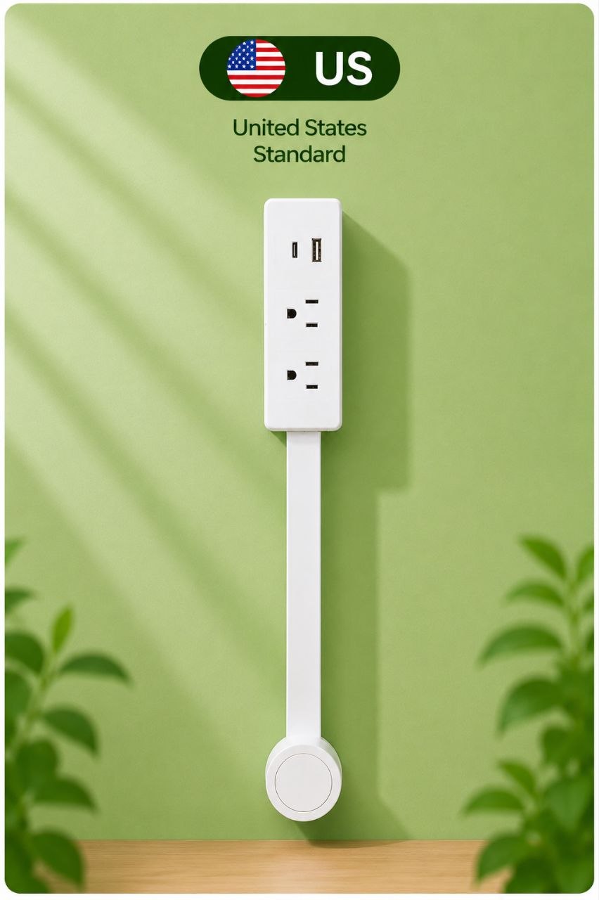 Bedside Table Power Strip With Adjustable Extension Arm